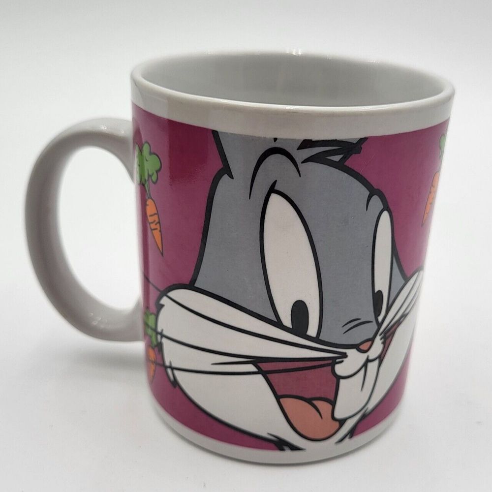 Looney Tunes Bugs Bunny 10oz Gibson‎ White Purple Ceramic Coffee Mug